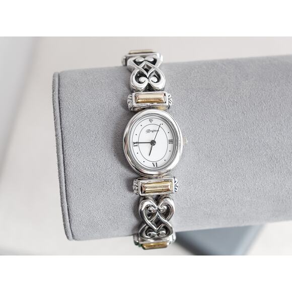 Brighton Champagne Watch Two Tone Silver Plated Vintage Retired 7" Wrist Works - Picture 1 of 7